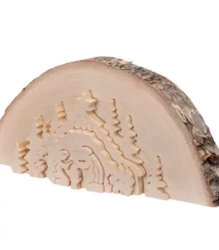 Waldfabrik, photophore en bois et étoile sapin de Noël Crèche De Noël En Relief, Taillee Dans Un Rondin De Bois, 27 Cm