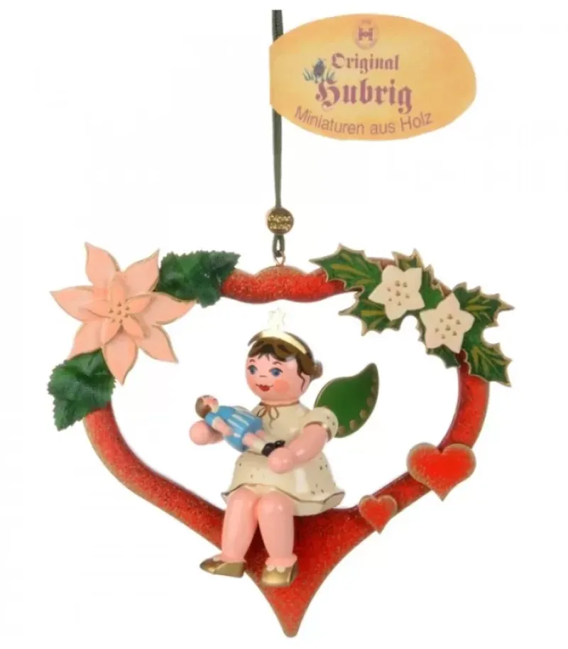 Hubrig, figurines pour enfant Décoration Sapin De Noël, Ange Dans Un Coeur Rouge