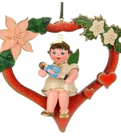 Hubrig, figurines pour enfant Décoration Sapin De Noël, Ange Dans Un Coeur Rouge