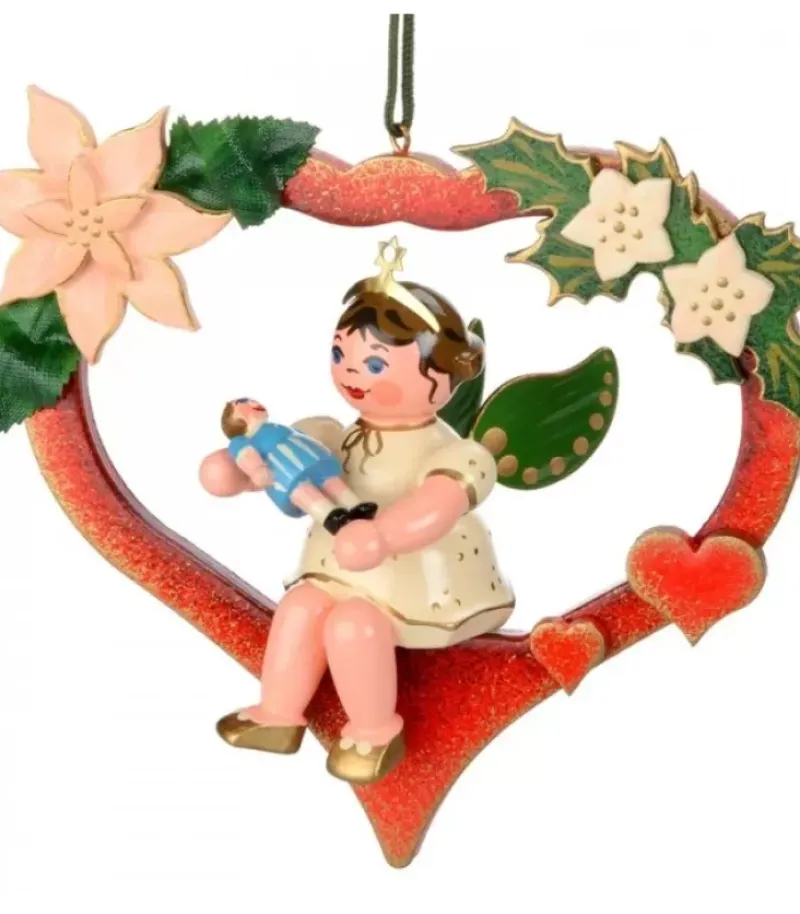 Hubrig, figurines pour enfant Décoration Sapin De Noël, Ange Dans Un Coeur Rouge