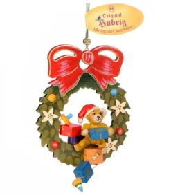Hubrig, figurines pour enfant Décoration Sapin De Noël Vintage, Ourson Dans Couronne