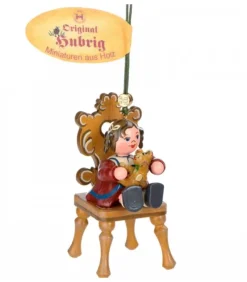 Hubrig, figurines pour enfant Décoration Sapin De Noël Vintage, Figurine Fillette Et Ourson