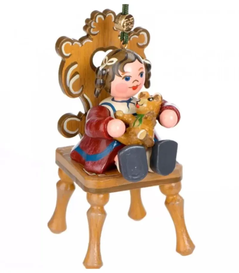 Hubrig, figurines pour enfant Décoration Sapin De Noël Vintage, Figurine Fillette Et Ourson