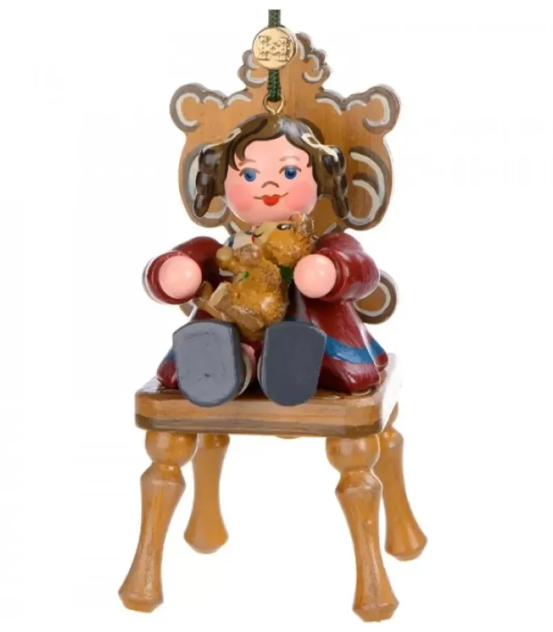 Hubrig, figurines pour enfant Décoration Sapin De Noël Vintage, Figurine Fillette Et Ourson
