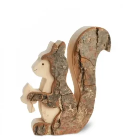 Waldfabrik, photophore en bois et étoile sapin de Noël Ecureuil En Bois 10 Cm