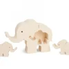 Waldfabrik, photophore en bois et étoile sapin de Noël Elephant En Bois Avec Deux Bebes Elephants, 8,5 Cm