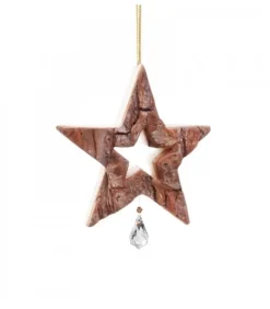 Waldfabrik, photophore en bois et étoile sapin de Noël Etoile En Bois Avec Cristal Swarovski