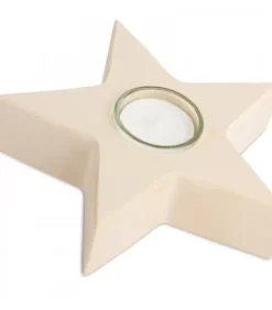 Waldfabrik, photophore en bois et étoile sapin de Noël Etoile En Bois Bougeoir, 15 Cm
