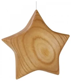 Waldfabrik, photophore en bois et étoile sapin de Noël Etoile En Bois Poli A Suspendre 7,5 Cm
