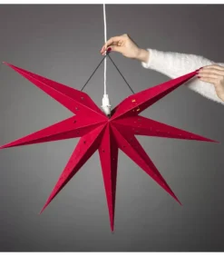 Konstsmide, guirlandes lumineuses de Noël Etoile Lumineuse 7 Branches En Papier Velours Rouge A Suspendre, 60 Cm