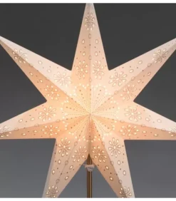 Konstsmide, guirlandes lumineuses de Noël Etoile Lumineuse Electrique 7 Branches En Papier, Blanche, Sur Pied Laiton, 48 Cm