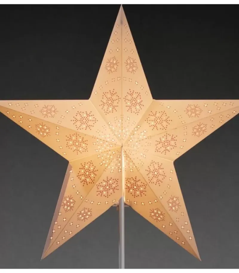 Konstsmide, guirlandes lumineuses de Noël Etoile Lumineuse Electrique 5 Branches En Papier, Blanche, Sur Pied Blanc, 46 Cm