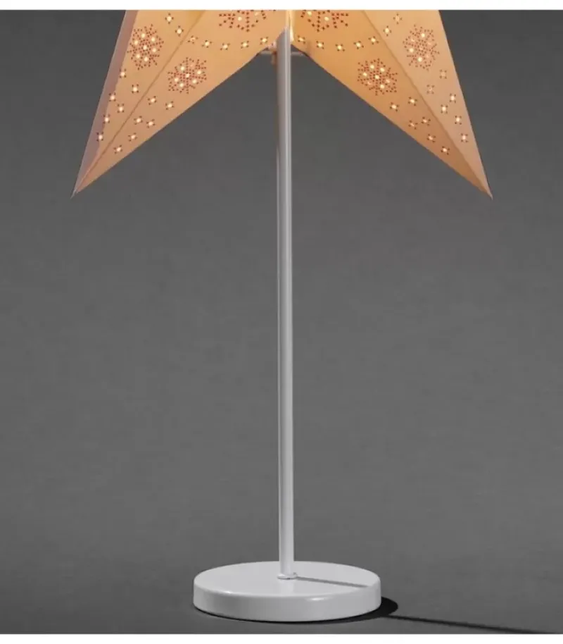Konstsmide, guirlandes lumineuses de Noël Etoile Lumineuse Electrique 5 Branches En Papier, Blanche, Sur Pied Blanc, 46 Cm