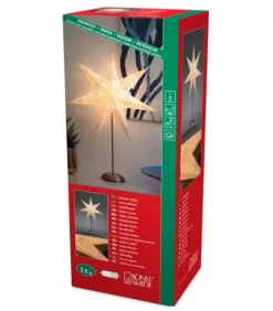 Konstsmide, guirlandes lumineuses de Noël Etoile Lumineuse Electrique 7 Branches En Papier, Blanche, Sur Pied Cuivre 48 Cm