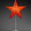 Konstsmide, guirlandes lumineuses de Noël Etoile Lumineuse Electrique 5 Branches En Papier, Rouge, Sur Pied Blanc, 46 Cm