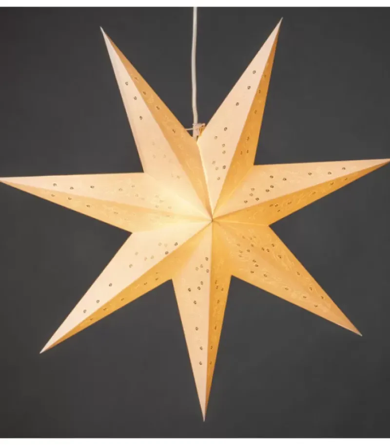 Konstsmide, guirlandes lumineuses de Noël Etoile Lumineuse En Papier A Suspendre, 7 Branches, Blanche, 60 Cm