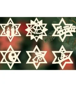 Ratags, décos de Noël lumineuses en bois Etoiles En Bois, Déco Sapin De Noël, 6 Motifs Differents - N° 11