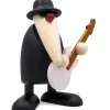 Köhler, Père Noël en bois Figurine Musicien Jazz, Guitariste Avec Guitare Blanche