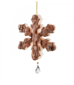 Waldfabrik, photophore en bois et étoile sapin de Noël Flocon De Neige En Bois A Suspendre Avec Cristal Swarovski