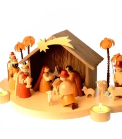 Richard Glasser, Pyramides de Noël allemandes Grande Crèche De Noël En Bois Avec Personnages