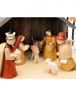 Richard Glasser, Pyramides de Noël allemandes Grande Crèche De Noël En Bois Avec Personnages