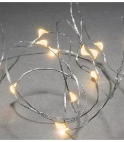 Konstsmide, guirlandes lumineuses de Noël Guirlande Led A Pile, 20 Diodes Ambrees, Fil Argente