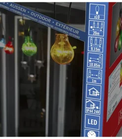 Konstsmide, guirlandes lumineuses de Noël Guirlande Lumineuse De Terrasse 10 M Extensible, 10 Ampoules Multicolores