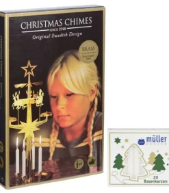 Angel Chimes, carillon des anges Kit Carillon Père Noël Dore + Bougies