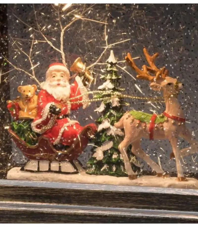 Konstsmide, guirlandes lumineuses de Noël Lanterne À Neige A Led Avec Père Noël Dans Son Traineau, 25 Cm