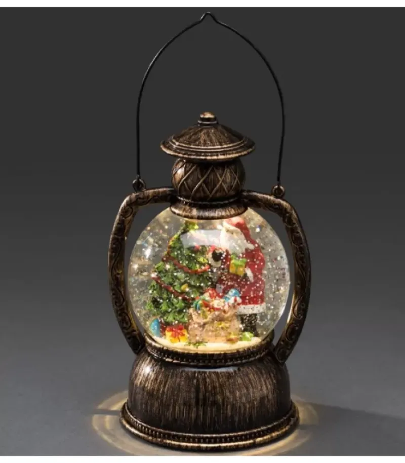 Konstsmide, guirlandes lumineuses de Noël Lanterne À Neige Boule A Led, Père Noël, 20 Cm