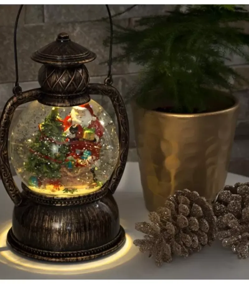 Konstsmide, guirlandes lumineuses de Noël Lanterne À Neige Boule A Led, Père Noël, 20 Cm