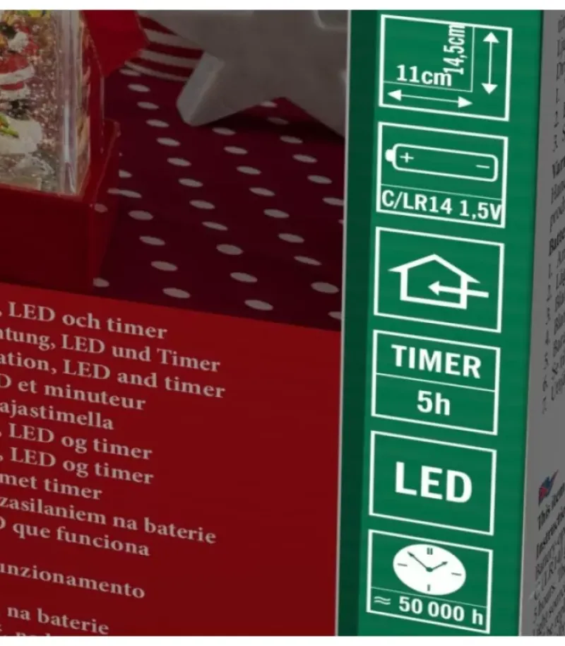 Konstsmide, guirlandes lumineuses de Noël Lanterne À Neige "Cadeau De Noël" Avec Père Noël & Bonhomme De Neige