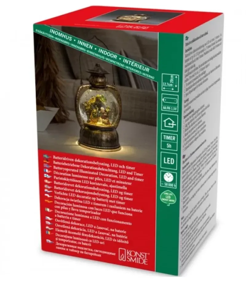 Konstsmide, guirlandes lumineuses de Noël Lanterne À Neige, Crèche De Noël, 20 Cm