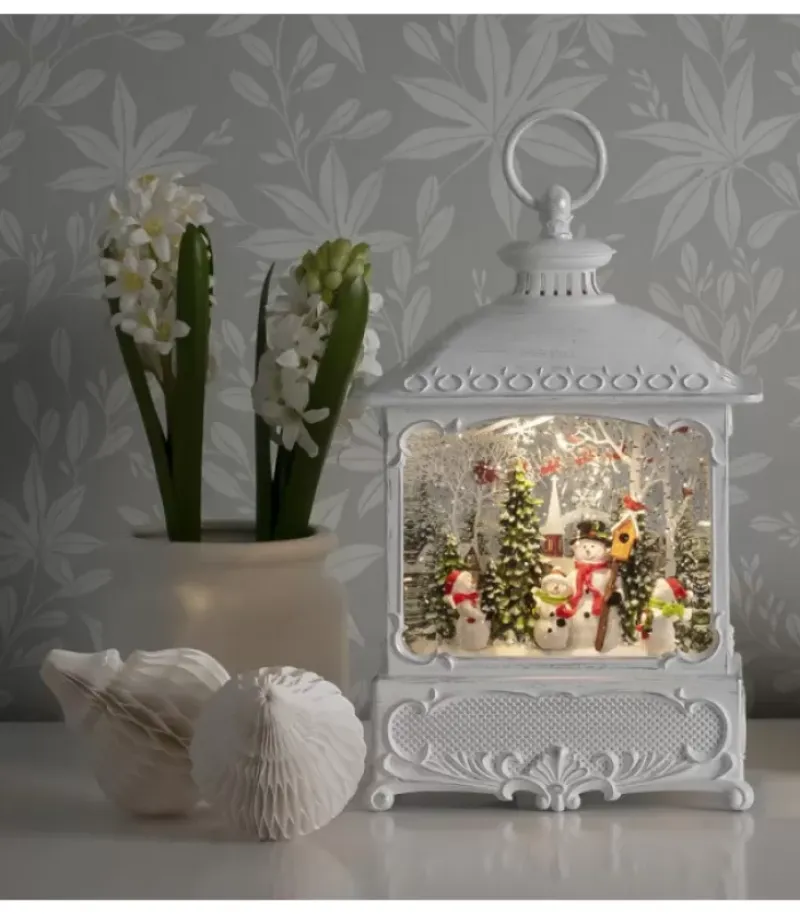 Konstsmide, guirlandes lumineuses de Noël Lanterne De Noël Blanche, 4 Bonshommes De Neige Avec Oiseaux