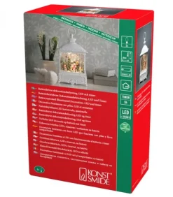 Konstsmide, guirlandes lumineuses de Noël Lanterne De Noël Blanche, 4 Bonshommes De Neige Avec Oiseaux