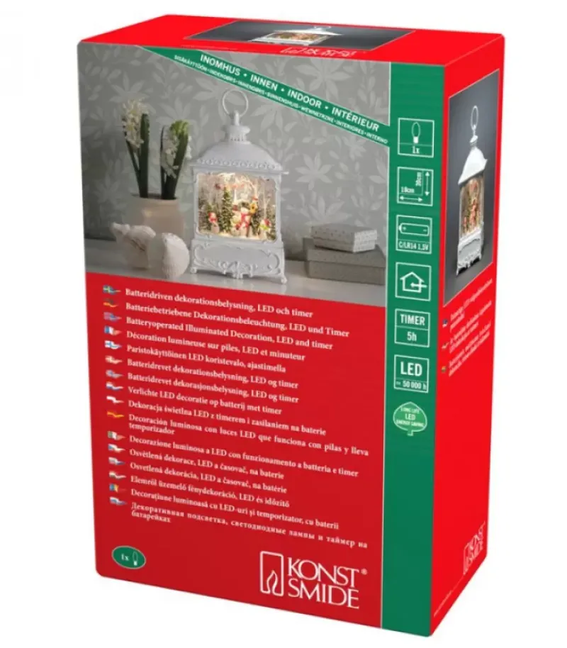 Konstsmide, guirlandes lumineuses de Noël Lanterne De Noël Blanche, 4 Bonshommes De Neige Avec Oiseaux