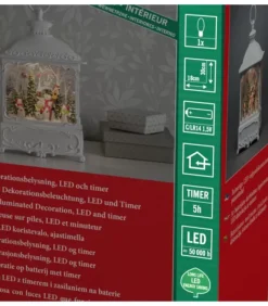 Konstsmide, guirlandes lumineuses de Noël Lanterne De Noël Blanche, 4 Bonshommes De Neige Avec Oiseaux