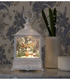 Konstsmide, guirlandes lumineuses de Noël Lanterne De Noël Blanche, Père Noël Volant Au-Dessus D'Un Village