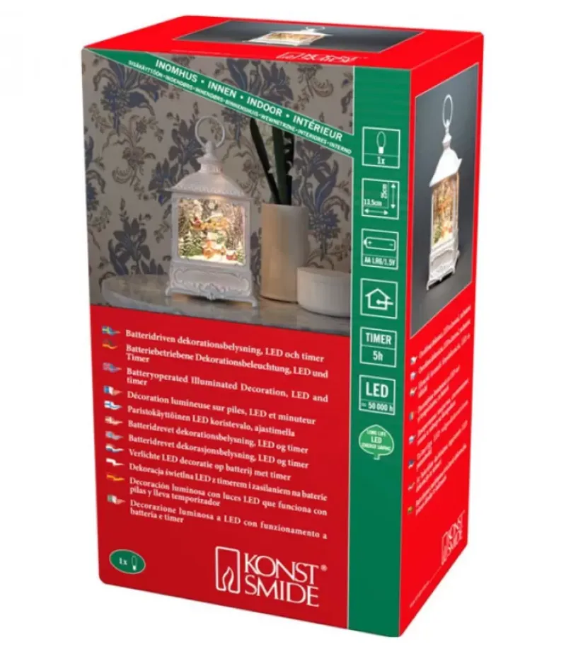 Konstsmide, guirlandes lumineuses de Noël Lanterne De Noël Blanche, Père Noël Volant Au-Dessus D'Un Village