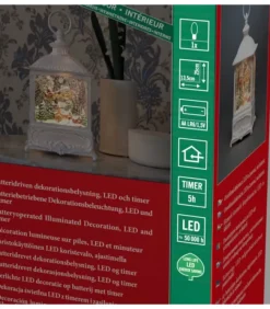 Konstsmide, guirlandes lumineuses de Noël Lanterne De Noël Blanche, Père Noël Volant Au-Dessus D'Un Village