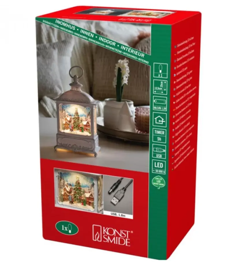 Konstsmide, guirlandes lumineuses de Noël Lanterne De Noël Blanche, Village De Noël Avec Sapin