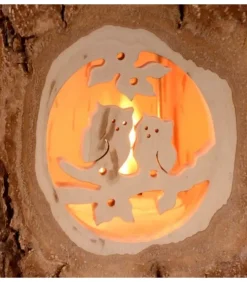 Waldfabrik, photophore en bois et étoile sapin de Noël Lanterne Photophore En Bois, Couple D'Hiboux