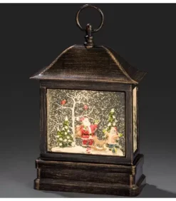 Konstsmide, guirlandes lumineuses de Noël Lanterne Père Noël Sous LÀ Neige Avec Enfant, 25 Cm