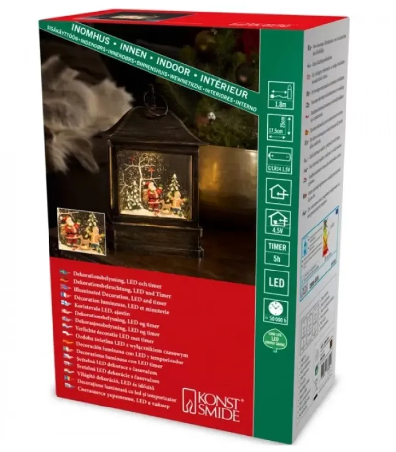 Konstsmide, guirlandes lumineuses de Noël Lanterne Père Noël Sous LÀ Neige Avec Enfant, 25 Cm