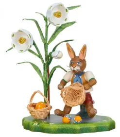 Hubrig, figurines pour enfant Lapin De Paques En Bois Avec Corbeille A Oeufs