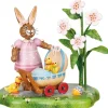 Hubrig, figurines pour enfant Lapin De Paques En Bois Avec Poussins Dans Landau