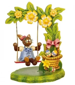 Hubrig, figurines pour enfant Lapin De Paques En Bois Et Balancoire Fleurie