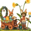 Hubrig, figurines pour enfant Lapin De Paques En Bois Et Charrette A Oeufs