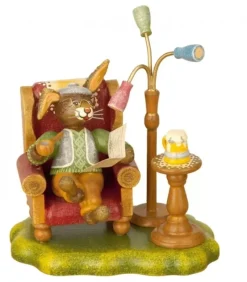 Hubrig, figurines pour enfant Lapin De Paques En Bois Grand-Père Dans Un Fauteuil