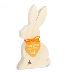 Waldfabrik, photophore en bois et étoile sapin de Noël Lapin En Bois Naturel, 15 Cm